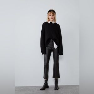 ZARA FAUX LEATHER FLARED LEGGINGS